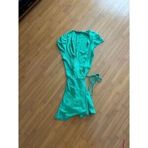 Reformation Tulip Wrap Ribbed Dress Green Women's Large